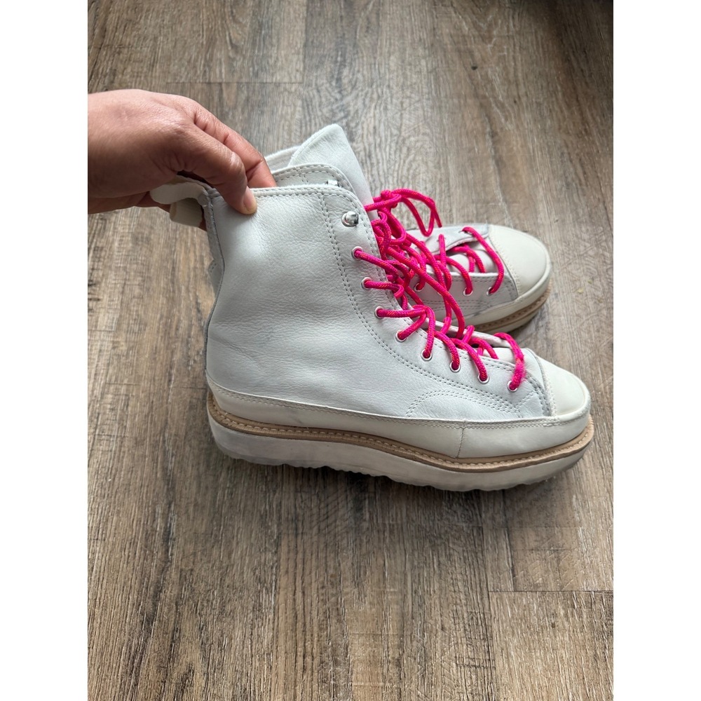 Converse‎ Chuck Taylor All Star Crafted Boot Ghost White Leather Pink Laces w 7